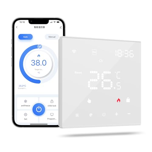 MIUCDA Thermostat Heizung Smart, WiFi Fussbodenheizung Elektrisch Thermostate Programmierbarer Raumthermostat mit Digital LCD Kompatibel mit Alexa, Google Home 16A Weiß MIUCDA Thermostat Heizung Smart, WiFi Fussbodenheizung Elektrisch Thermostate Programmierbarer Raumthermostat mit Digital LCD Kompatibel mit Alexa, Google Home 16A Weiß
