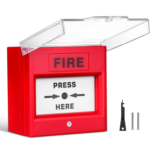 UKCOCO Bouton Alarme Incendie Verre avec Déverrouillage Manuel Urgence Contrôleur Électrique pour Maison Bureau et Publics Conçu pour Activation Rapide