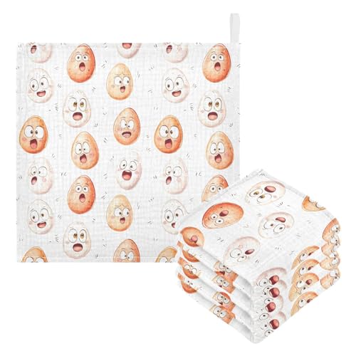 vvfelixl Baby Muslin Washcloths Cute Soft-Boiled Eggs Baby Burp Cloths Cotton Babys Face Towel for Newborn Infants Boys Girls Soft and Absorbent 11.8 X 11.8 in, 3 Pack3