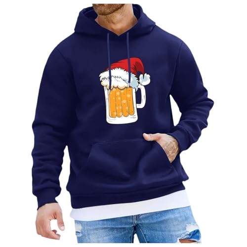 Weihnachtspullover Herren Lustig Weihnachtsmann Bier Druck Hoodie...