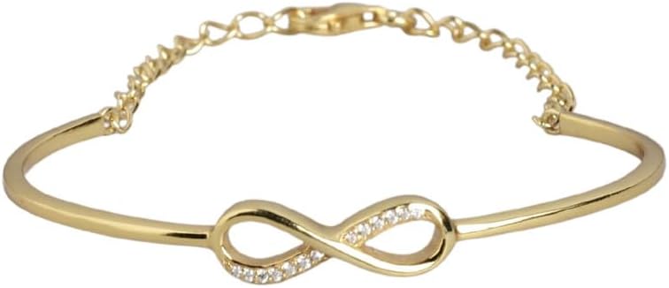 ZAVYA 925 Sterling Silver Cubic Zirconia Modest Gold Plating Cuff Bracelet | Gift for Women and Girls | With Certificate of Authenticity and 925 Hallmark