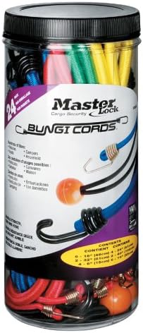 Master Lock Bungee Cords, Twin Wire™ Bungee Cords, Size and Color Assortment Pack, 3023AT (Pack of 24)