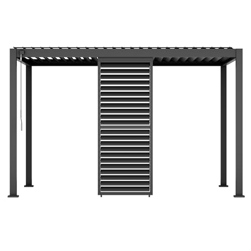 Mirador Accessory - Aluminum Shutter Wall 1/3 13' Side for 111 Series, Openable Louvered Design for Optimal Privacy, Sunlight Control, Charcoal, not pergola