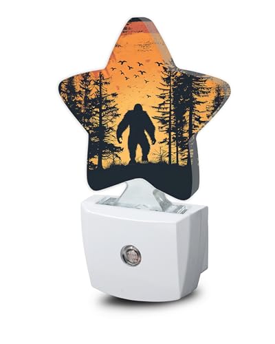 Image of Big Foot Forest Night Light,Sunset Landscape Plug-in Star Night Lights with Dusk-to-Dawn Sensor for Bedroom,Bathroom,Living Room Sleep Friendly Lamp for Women Girls Boys Gift,0.5W