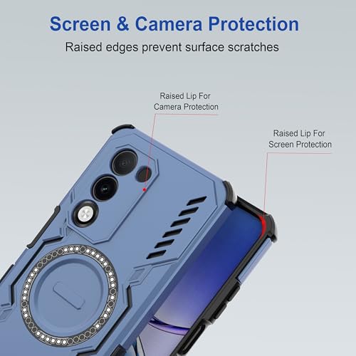 Image of Zapcase Back Case Cover for Oppo K13x 5G | Magnetic Case with Built-in Metal Ring | Supports MagSafe Charger, Wallet & Car Mount | Shockproof Hybrid PC + TPU | Blue
