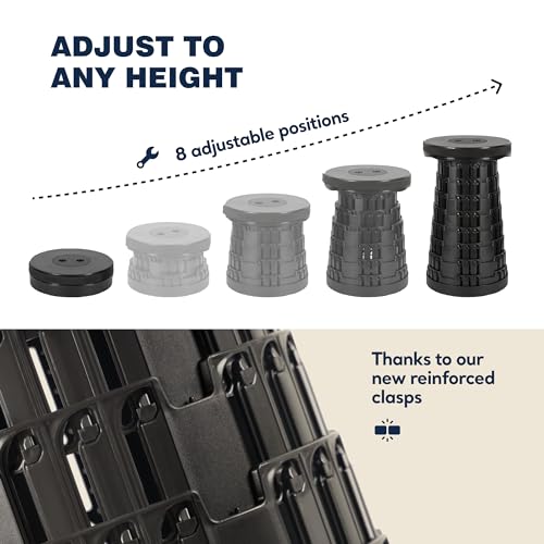 Image of Collapsible Stool Max 620lbs Weight, Pack of 2, Lightweight & Portable Telescopic Stool for Adults, Adjustable Height Retractable Folding Seat or Footrest for Camping Hiking Travel