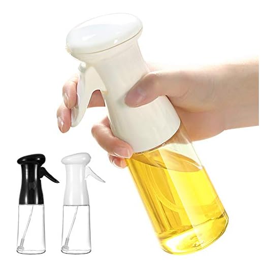 NXACETN Rociador de aceite de oliva para cocinar, 210 ml de aceite de oliva rociador botella de spray para cocinar barbacoa en spray para hornear asar ensalada freír blanco
