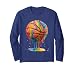 Basketball Drip Ice Cream Dripping Graffiti Splash Player Long Sleeve T-Shirt, Adult Unisex, Navy Blue, Large