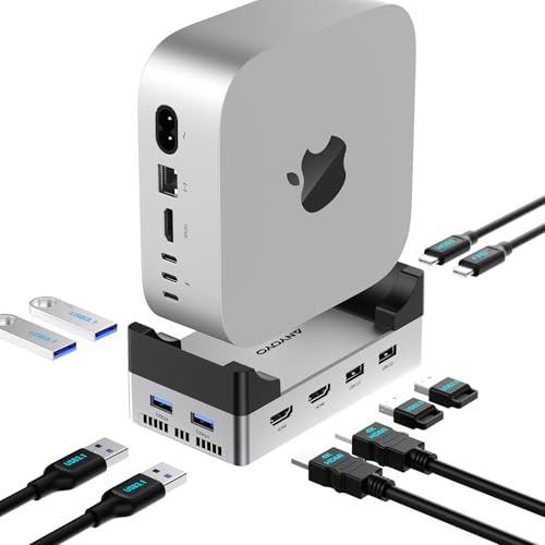 Image of Mac mini M4 Dock, 40Gbps Docking Station Stand with 8TB M.2 NVMe SSD Enclosure, Dual HDMI 4K@60Hz, 4xUSB-A (10Gbps), 2xUSB-A 2.0, PD30W, Wi-Fi Friendly Design, USB Hub for Mac mini M4&M4 Pro
