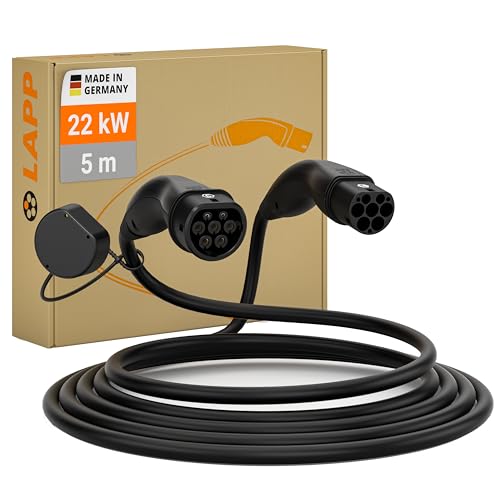 Lapp Mobility Helix Typ 2 Ladekabel 22 KW/Selbstaufrollend / 32 A / 3-Phasig/E-Auto Ladekabel/Mode 3 / 5m, Schwarz
