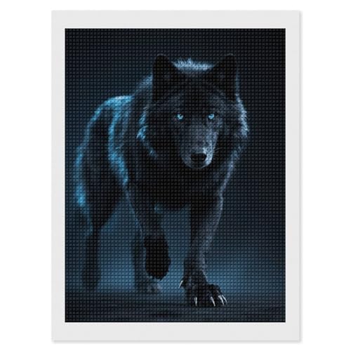 Peinture diamant loup cyan FodPand pour sublimer la décoration murale du salon