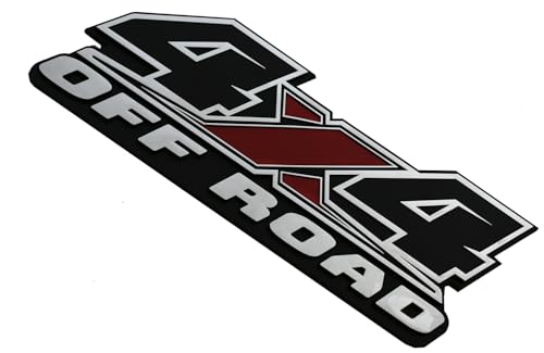 Image of 1Pc 4X4 Off Road Emblems Decal Stickers Auto Decoration Accessories 3D Badge Replacemen for F-150 F-250 F-350 Tacoma Tundra Ram Silverado Truck Pickup (Chrome Red)