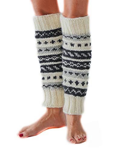Tibetan Socks Hand Knit Wool Fleece Lined Leg Warmers Boot Toppers