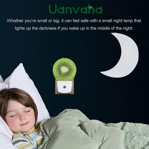 Image of Tropical Kiwi Fruit Night Light Fruits Pattern Night Lights Plug into Wall for Boys Girls, Plug-in Nightlight 0.5W LED Lighting for Stairway Hallway Bedroom