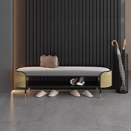 Banc à chaussures en métal gris meuble de rangement entrée compact - 3