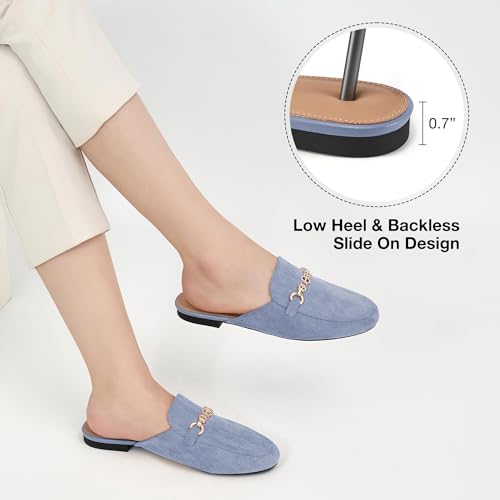 Image of Womens Mules Buckle Flats: Classic Suede Slip On Shoes Dressy Closed Toe Backless Slides Loafers 2026 for Business Work Office Casual