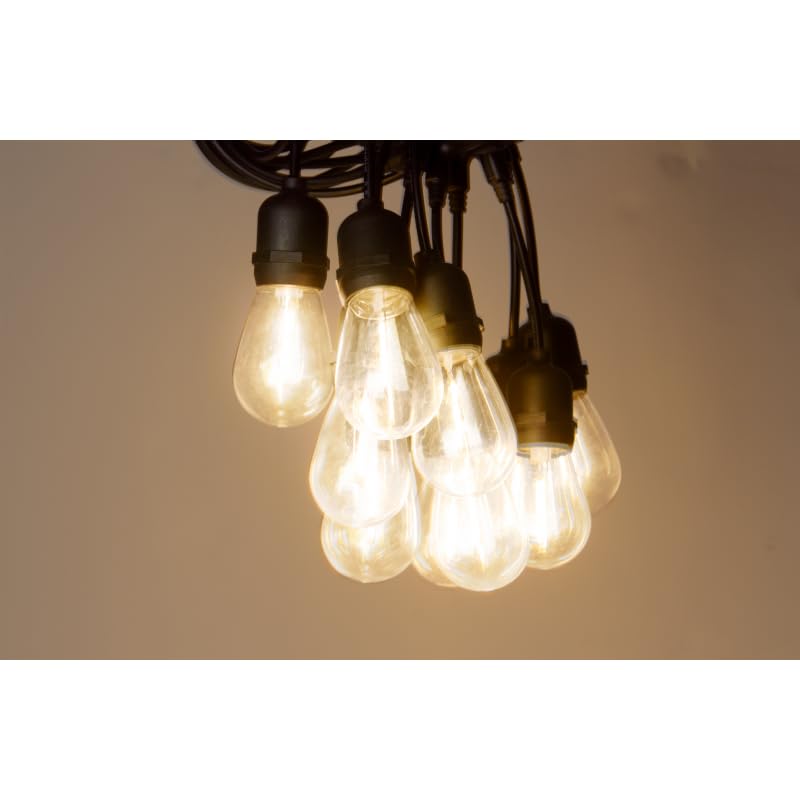 Jandei - Guirnalda Solar Exterior 20 Bombillas ST64 E27, Panel Solar 35x23cm Separado y 20 Metros con Mando Incluido. Blanco Cálido 3000K,Impermeable Cadena de Luces para Jardín, Patio, Negocio...