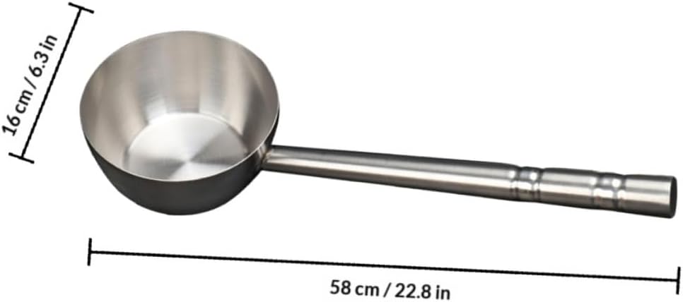 Stainless Steel Water Ladle Spoon 16cm Flat Bottom Long Handle Kitchen Scoop for Soup Serving and Restaurant Use