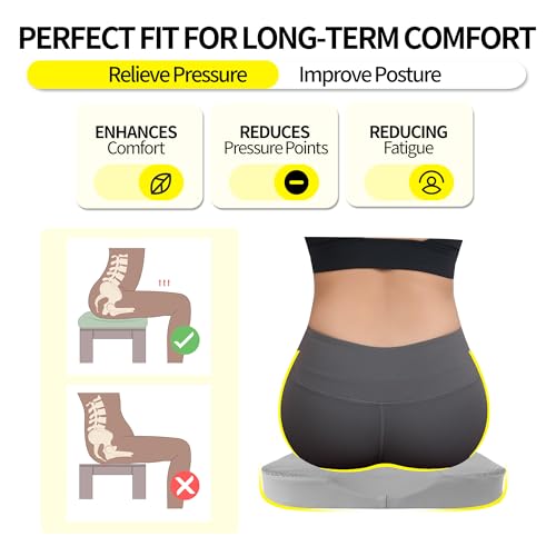LARROUS Car Seat Cushion - Comfort Memory Foam Seat Cushion for Car Seat Driver, Tailbone (Coccyx) Pain Relief, Car Seat Cushions for Driving (Gray) - Thumbnail 3