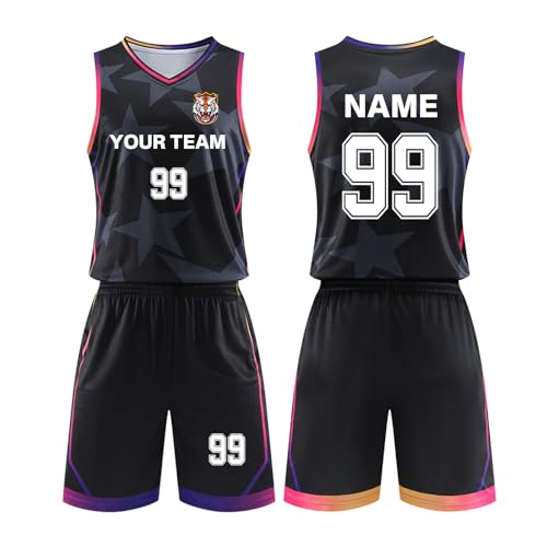 ORYG Custom Boys Girls Basketball Jerseys Personalized Adult Basketball Jersey Printed with Your Name Number Team Name Logo Black