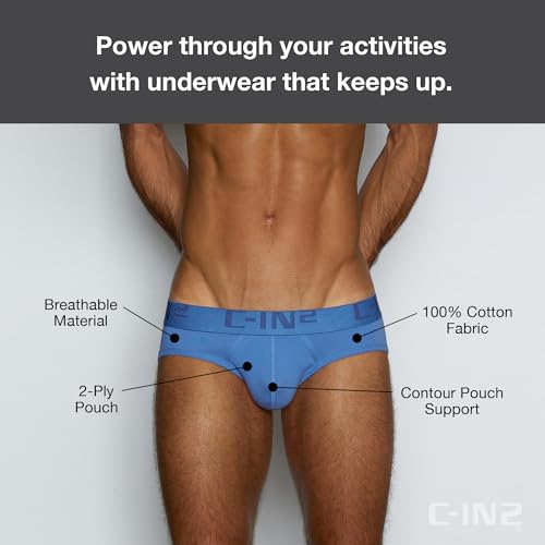 C-IN2 Men’s Cotton Low Rise Briefs Underwear | 2-Ply Center-Seam Contour Pouch2