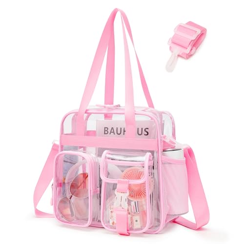 Image of Clear Tote Bag, Heavy Duty PVC 12x 12x6 in Clear Bag for Stadium Events for Women Men