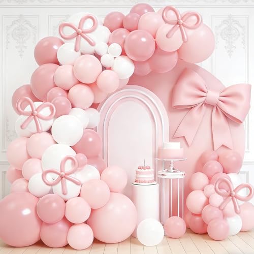Kit de guirnaldas de globos rosa y blanco de 125 piezas en tres tamaños para fiestas