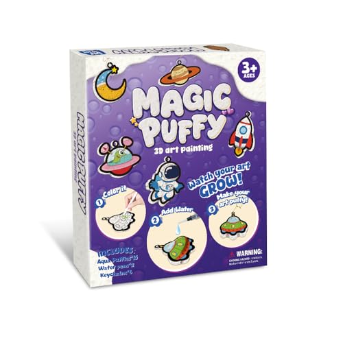 Image of MZYTOZA Magic Foam Texture Painting Kit - 3D Art Craft Aqua Magic Puffs Paint Kit, 15 Mess-Free Paint by Number Craft for Kids (Space and Planets)