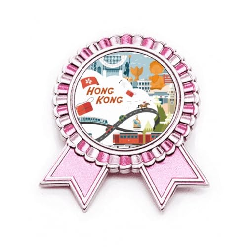 Pin Bande Dessinée de Hong Kong : Broche Médaille Rose Idéale pour vos Vestes