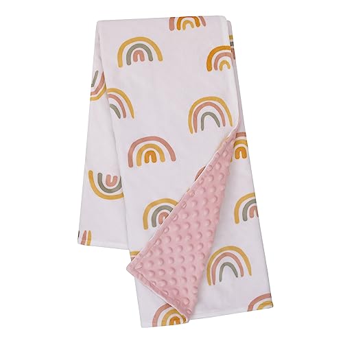 Image of Little Love by NoJo Rainbow White, Pink, and Gold Super Soft Baby Blanket