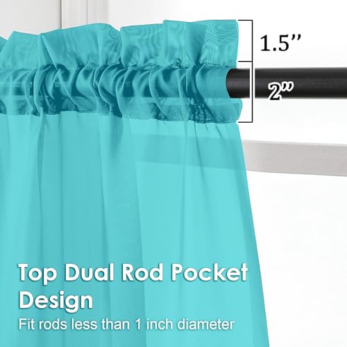 Image of OVZME Turquoise Sheer Curtains 72 Inches Long 2 Panels - Soft Light Filtering Window Sheer Panels for Living Room /Bedroom, Top Dual Rod Pocket, 1 Pair, Each 42Wx72L Inches