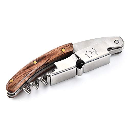 Stainless-Steel Wine Opener Professional Handle All-in-one Waiters Corkscrew Wine Opener Rosewood Beer Bottle Opener and Foil Cutter
