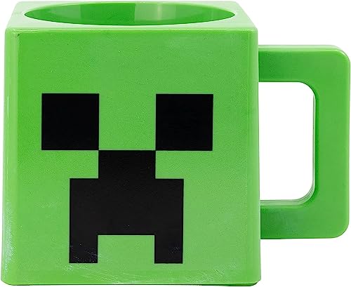 Taza cuadrada PS de plástico 290ml con asa Niños desayuno BPA-free para MINECRAFT CREEPER