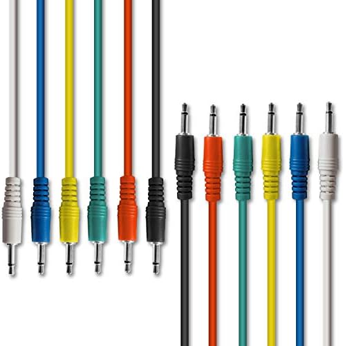 AxcessAbles 1/8 inch (3.5mm) TS to 1/8 inch (3.5mm) TS Unbalanced Mono Patch Cables for Music Producers, Eurorack Synthesizer, Multi-Color 6 Pack (1.5ft)