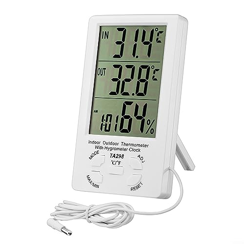 Donkivvy KTJ TA298 Thermometer Hygrometer Innen, LCD Digital Temperatur luftfeuchtigkeitsmesser, Präzise Thermo-Hygrometer, Datenspeicherung für Gewächshaus Weinkeller – Bild 4
