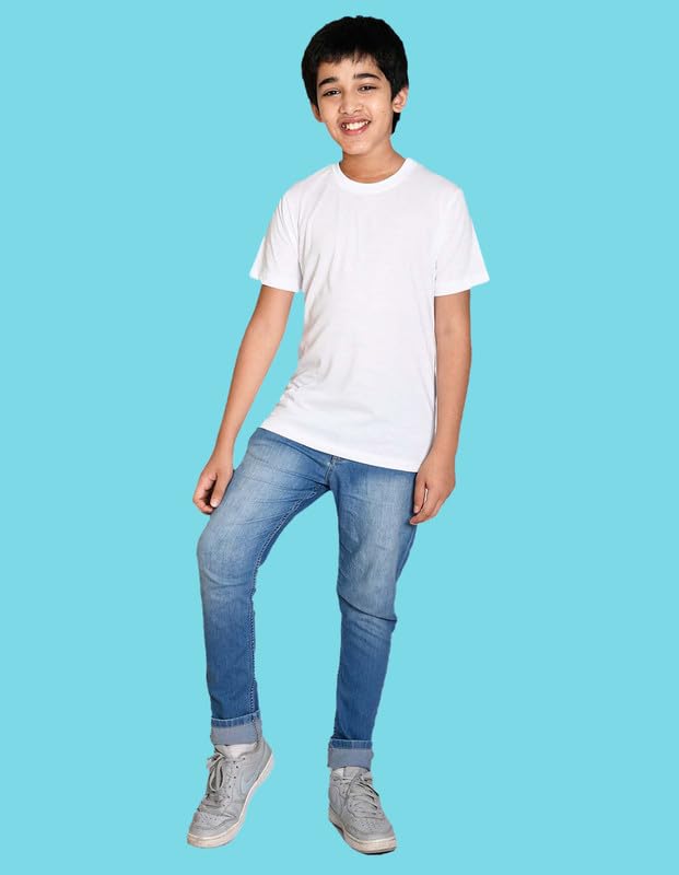 Image of Nusyl Boys Half Sleeves Solid T-Shirt for Kids | Soft Cotton Blend | Comfortable Regular Fit | Casual 2-16 Years | Multiple Colors & Pack Options