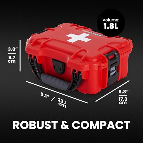 Image of NANUK 903 Waterproof First Aid Box Empty with Lid Organizer & Dividers - Durable Medical First Aid Organizer Case, IP67-Rated, Dustproof, Impact-Resistant, Floats (9.1 inch x 6.8 inch x 3.8 inch) - Red
