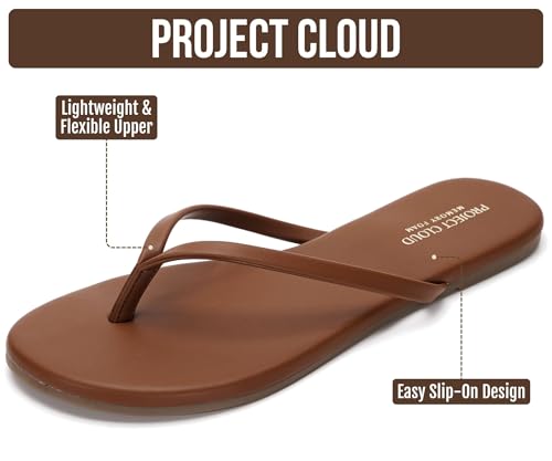 Image of Project Cloud Flip Flops for Women Footwear- Lightweight and Memory Foam Insole Sandals for Women 2026 - Durable Non-Slip Beach Essentials Flats for Women Sandals (Foundations)