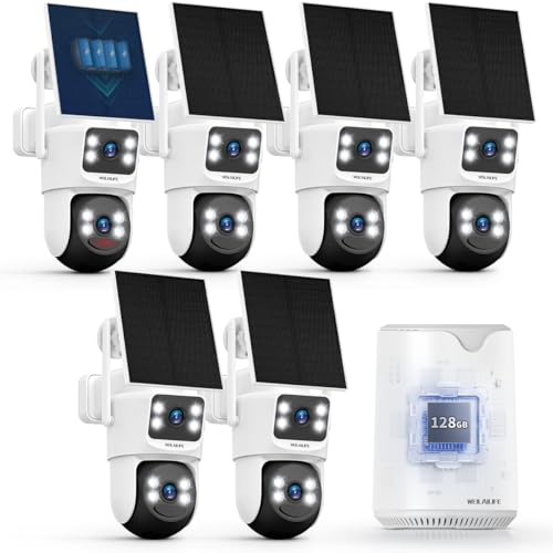Image of WEILAILIFE 【Auto Tracking & 2-Way Audio】 WiFi Home Video Surveillance Systems, Security Cameras Wireless Outdoor, Solar Powered PTZ Security Camera System DVR Kits