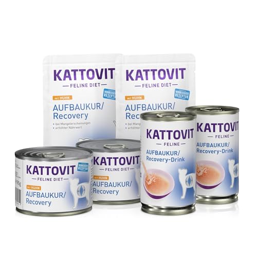 KATTOVIT - Aufbaukur/Recovery Probierpaket für Untergewichtige Katzen, nach Verletzungen oder OP - Nassfutter und Drink für Ausgewachsene
