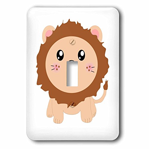 Interrupteur à bascule unique motif lionceau dessin animé marron - 3