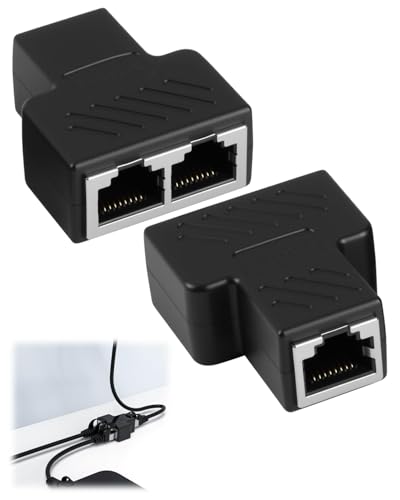 2PCS Ethernet Switch 1 a 2, Switch RJ45 2 Ports Empalme RJ45 Divisor Ethernet 1 a 2 Network Splitter Conectores Divisores RJ45 Adaptador Conector de Extensión LAN para Cable Cat5 Cat6 Cat7 Cat8