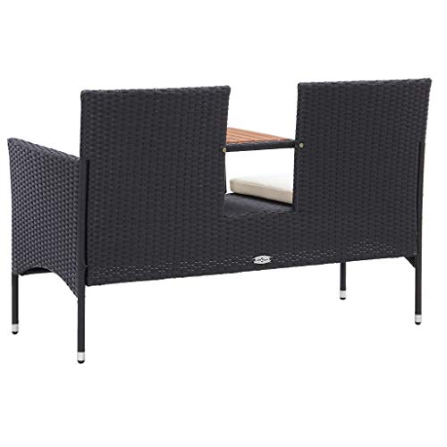 Banc de jardin 2 places compact en polyrotin noir pour optimiser les petits balcons - 5