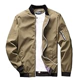 sandbank Men's Slim Fit Lightweight Sportswear Flight Bomber Jacket Softshell Casual Coat (Khaki, US XL (Asian Tag 5XL))