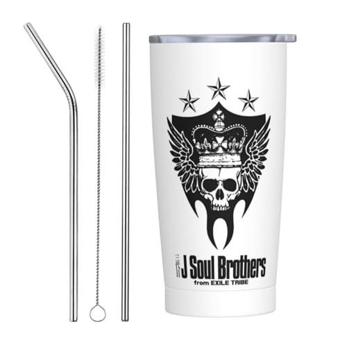 三代目 J Soul Brothers ストロー&ストローブラシ付き マグカップ コーヒーカップ 600ML コンビニカップ タンブラー ステンレス製 保冷 保温 車用 蓋付き 持ち運び 水筒 大容量 直飲み 人気 プレゼント Straw Three-pi