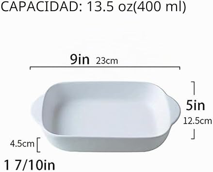 White Ceramic Rectangular Oven Trays for Oven and Microwave, Suitable for Fridge and Freezer