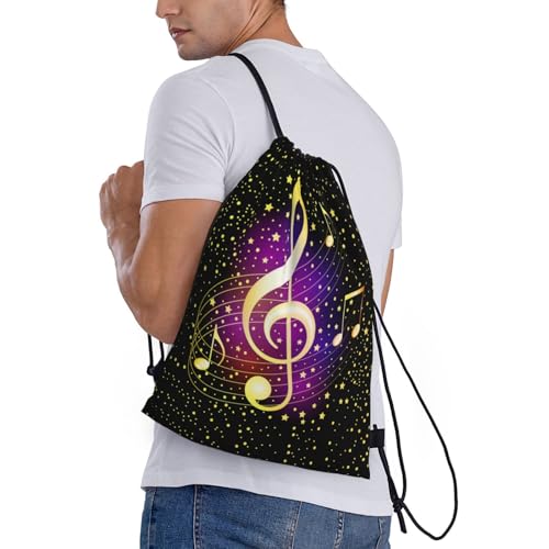 Colorful Music Note Drawstring Backpack Lightweight Sports Yoga Travel Bag Casual Daypacks for Women Men4
