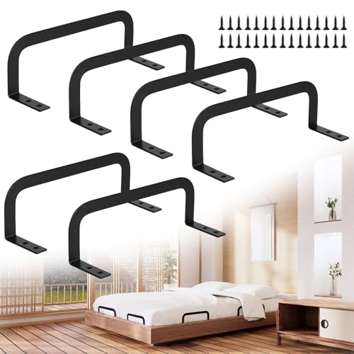 DBREAKS Pack of 6 Non-Slip Mattress Holders, Metal, Mattress Holder, Single (10-30 cm), Black, Firm, Breites Einzelbett