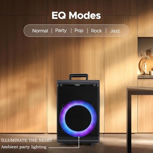 Image of TRONICA New TR-8888 TWS Karaoke Speaker Portable Multimedia Bluetooth with Recording Mic.Pre Function USB /SD /TF /AUX PA System with Two Wireless UHF Mic & Remote (Black)