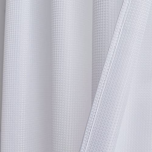 Valea Home Waffle Weave Textured Half Window Tier Curtains For Bathroom Water Repellent Window Covering Kitchen Short Curtains, 72 X 36 Inches, White, Set Of 2 #TOP4
